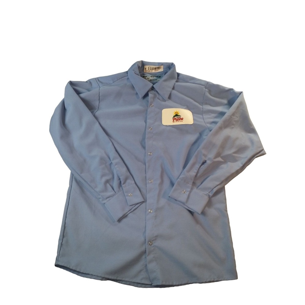 Aramark Nestle Pizza Division Men Sz M Blue Snap Button Up Workwear Uniform‎ Top
